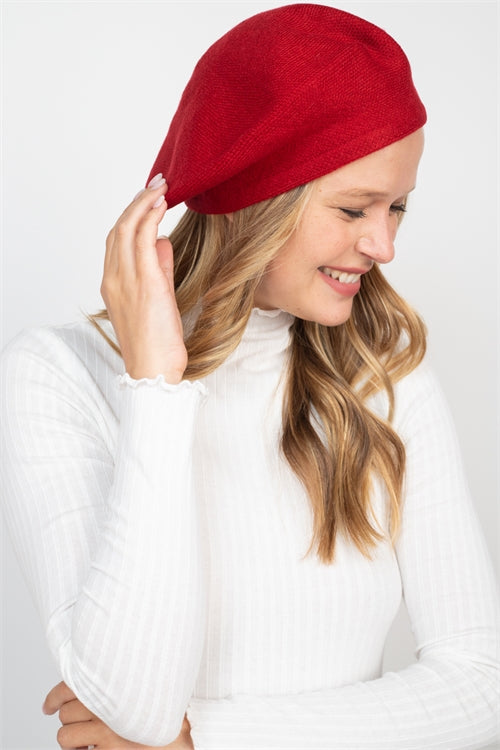 Stretchy Solid Beret Acrylic / 6PCS