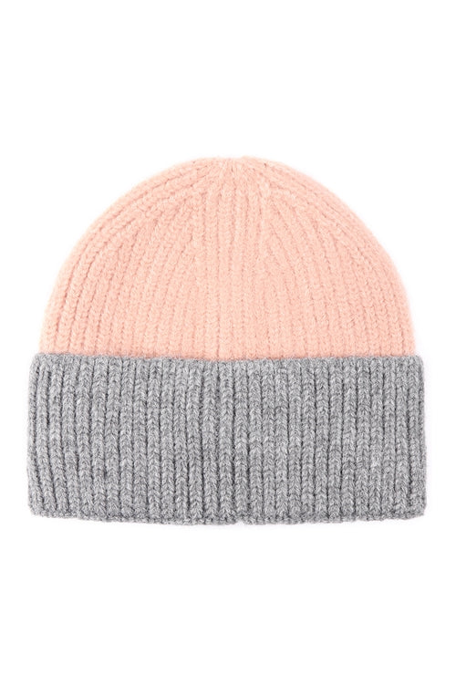 Wool Blended Two Tone Solid Beanie / 1PC