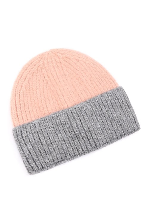 Wool Blended Two Tone Solid Beanie / 6PCS