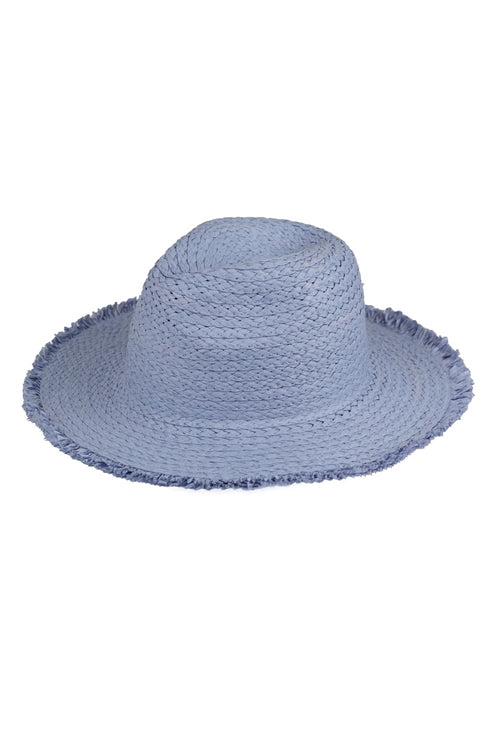 Frayed Solid Straw Sun Hat
