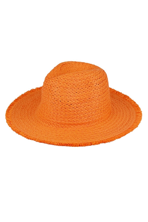 Frayed Solid Straw Sun Hat