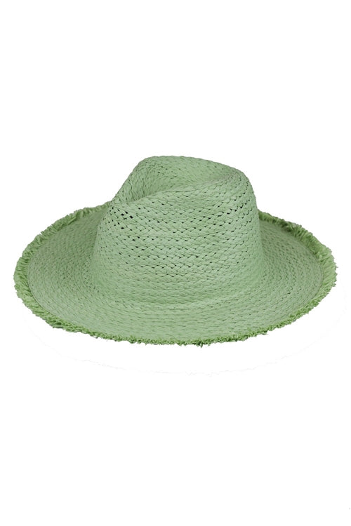 Frayed Solid Straw Sun Hat