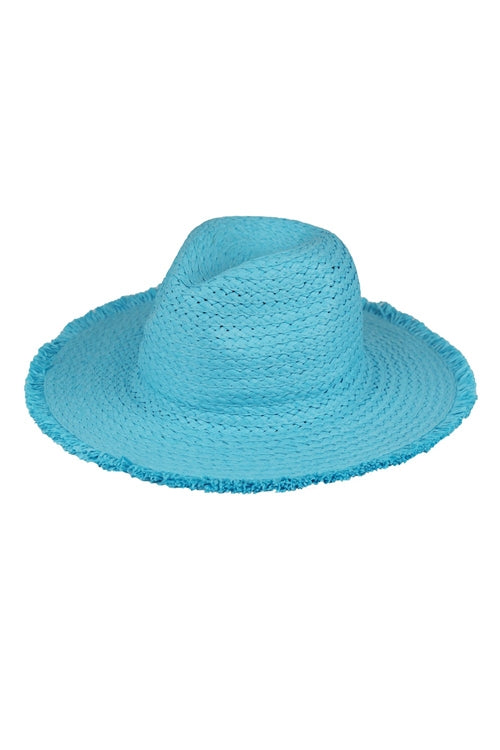 Frayed Solid Straw Sun Hat