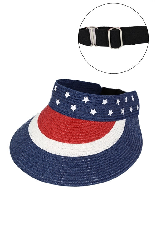 American Flag Roll Up Visor With Adjustable Elastic Band