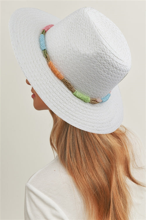 Multi Color Straw Band Straw Hat