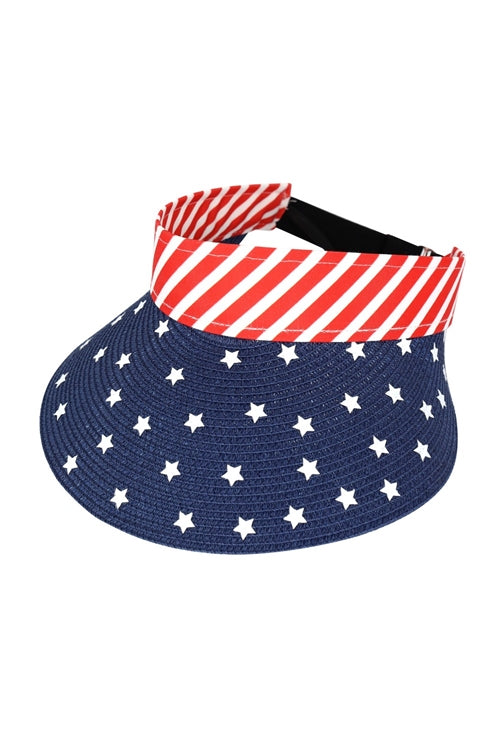 American Flag Roll Up Visor With Adjustable Elastic Band