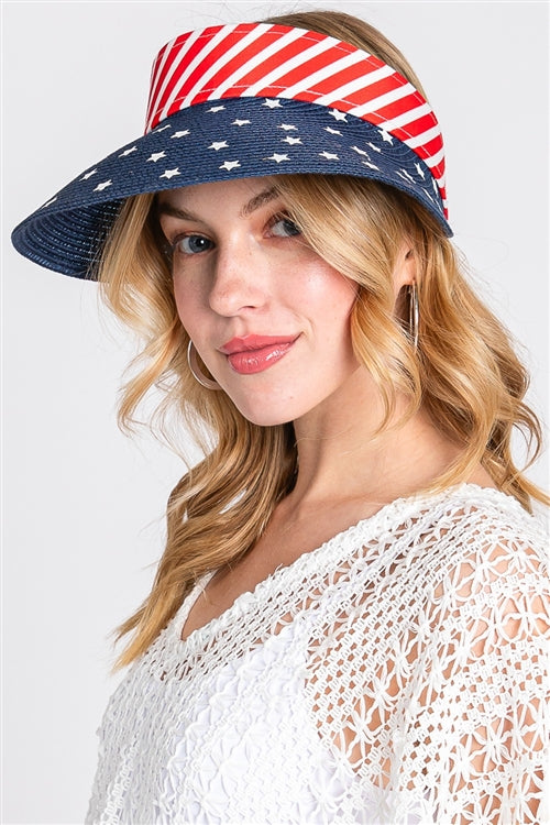 American Flag Roll Up Visor With Adjustable Elastic Band
