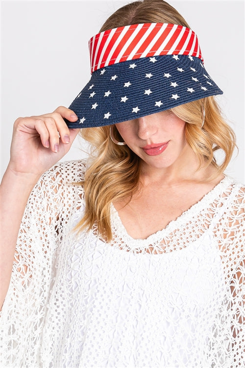 American Flag Roll Up Visor With Adjustable Elastic Band