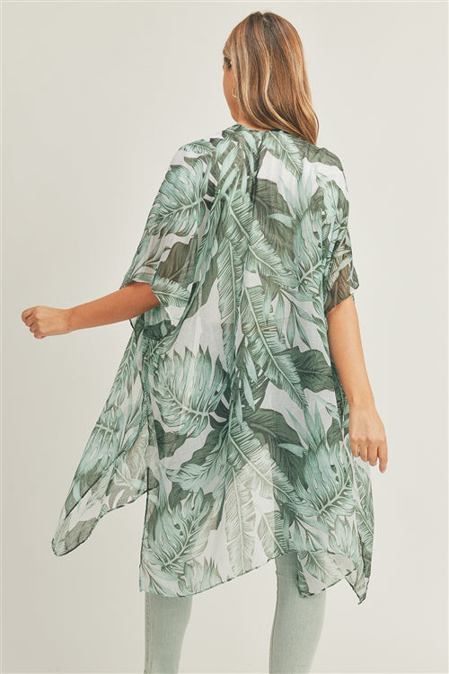Tropical Leaves Kimono White
