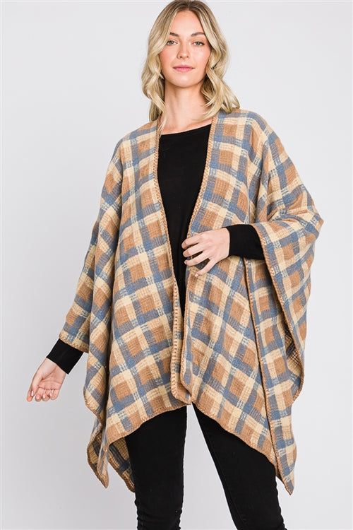 Plaid Pattern Ruana