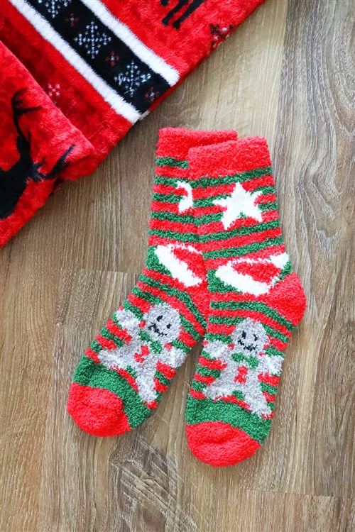 Christmas Fuzzy Socks Set 12 Pairs ( 6 Design 2 Pairs Each)
