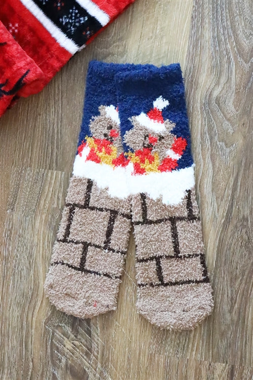 Christmas Fuzzy Socks Set 12 Pairs 6 Design 2 Pairs Each