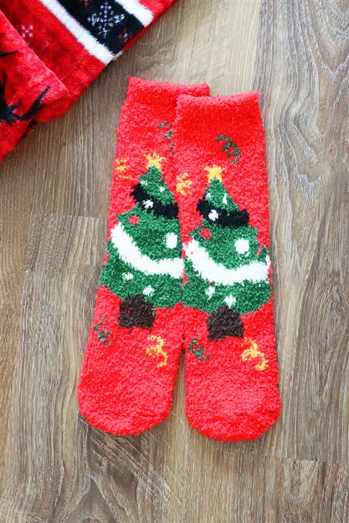 Christmas Fuzzy Socks Set 12 Pairs 6 Design 2 Pairs Each
