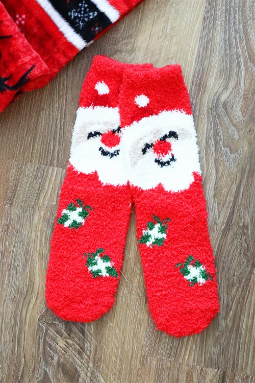 Christmas Fuzzy Socks Set 12 Pairs 6 Design 2 Pairs Each