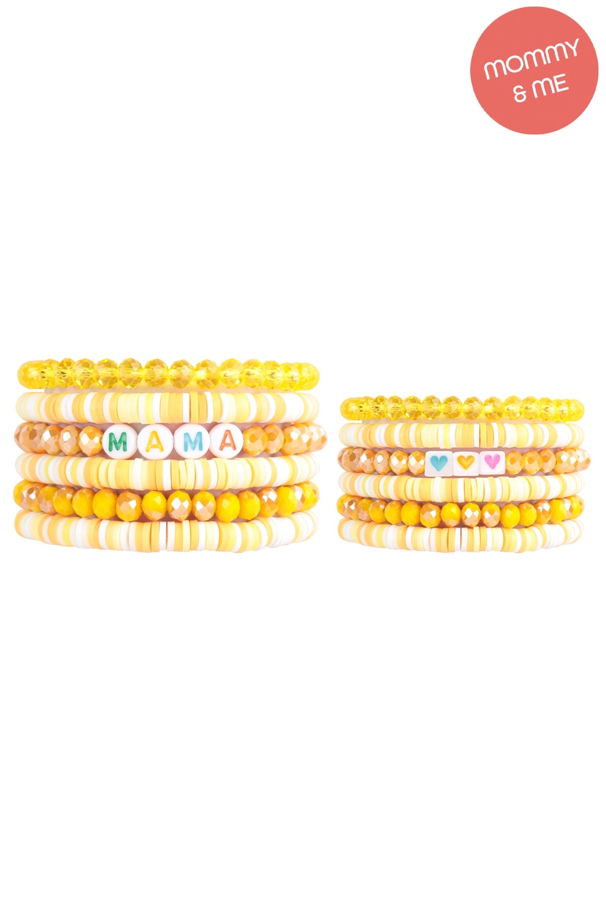 "Mama" & "Me" Fimo Glass Beads Stackable Stretch Bracelet Set