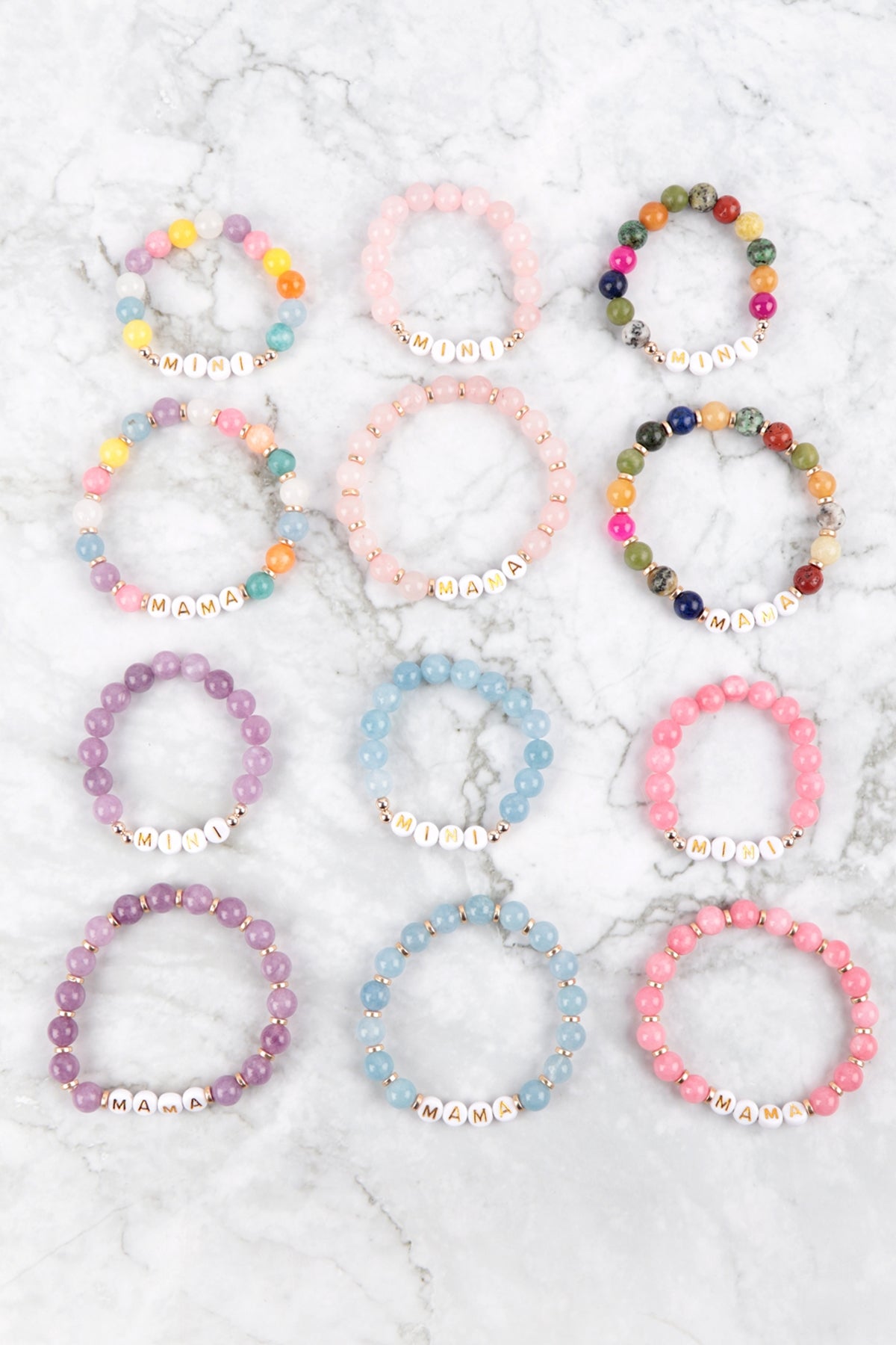 "Mama" & "Me" Glass Beads Stretch Bracelet
