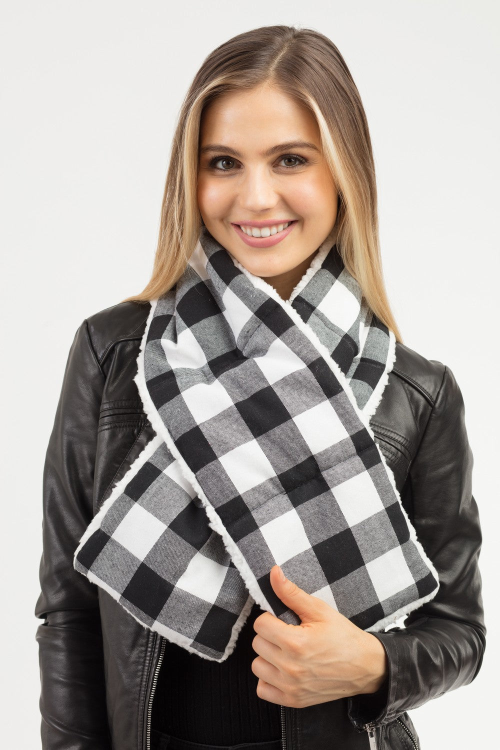 Sherpa Quilted Buffalo Plaid Scarf