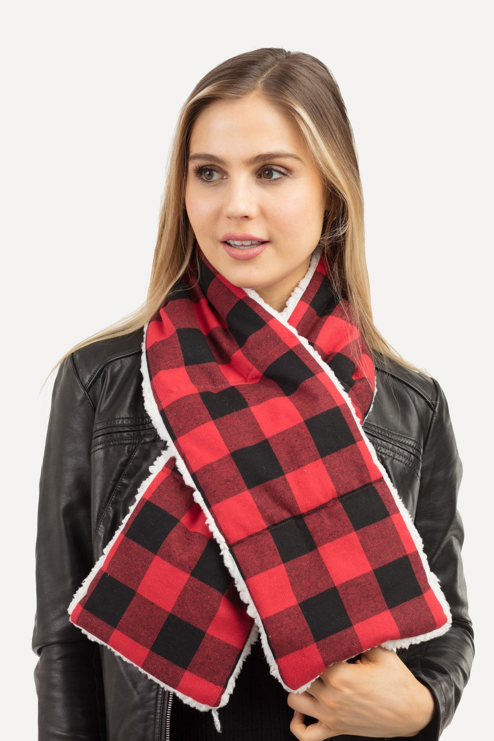 Sherpa Quilted Buffalo Plaid Scarf