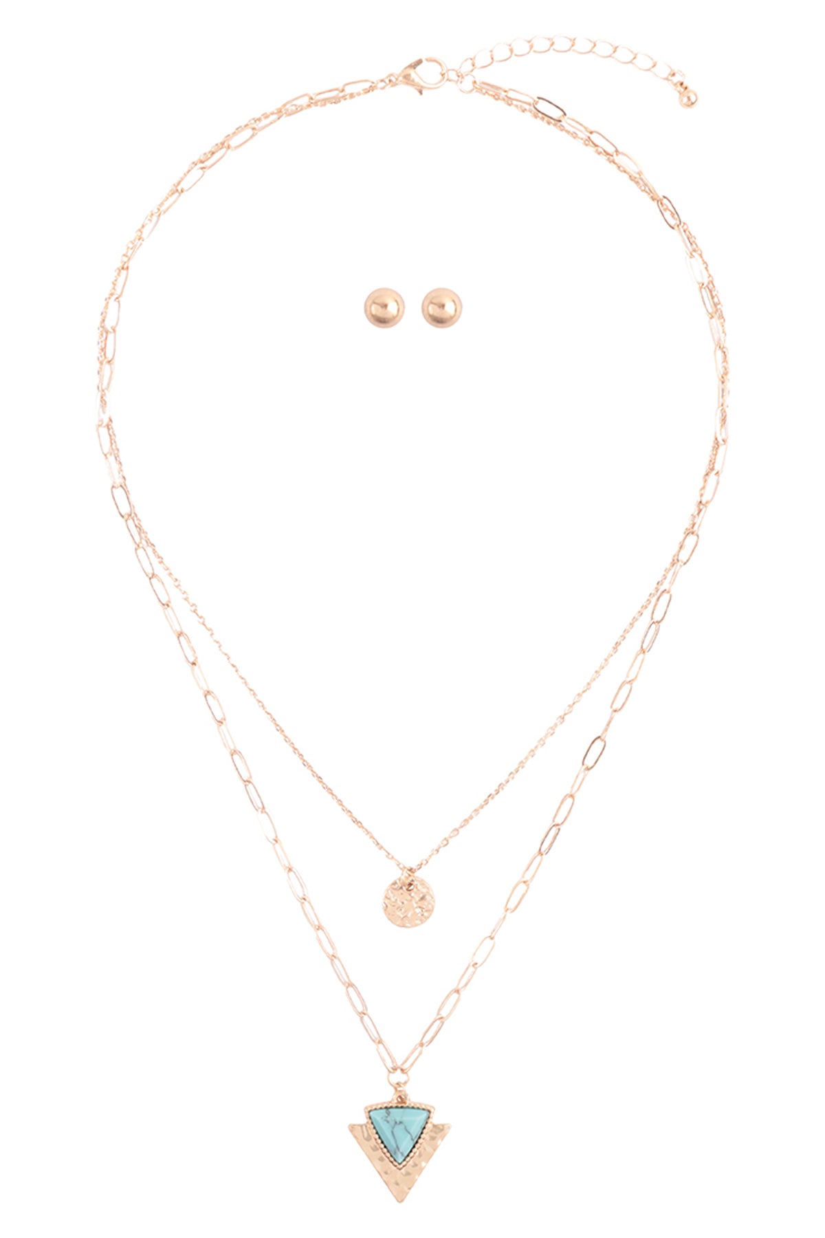 Geometric Triangle Natural Stone Hammerd Pendant Necklace