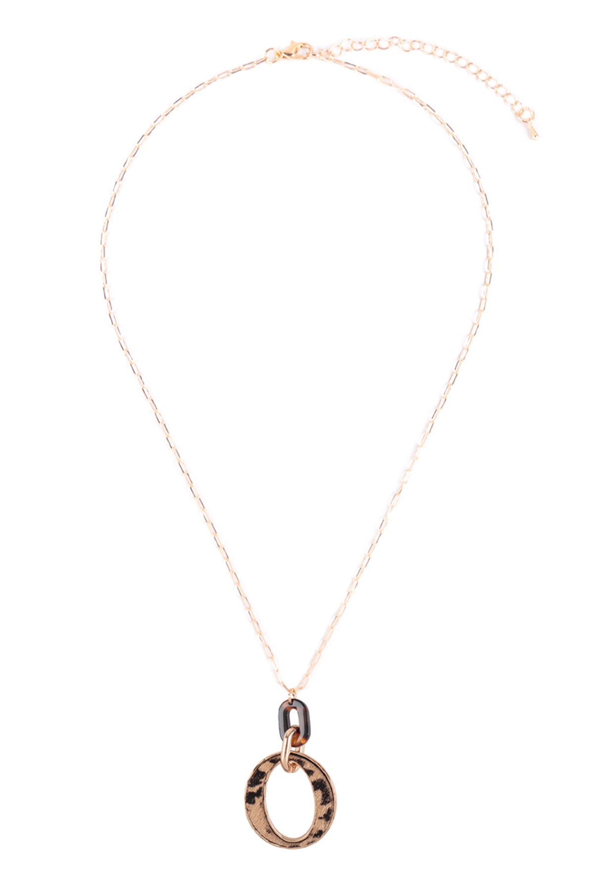 Tortoise Open Link Animal Print Leather Necklace