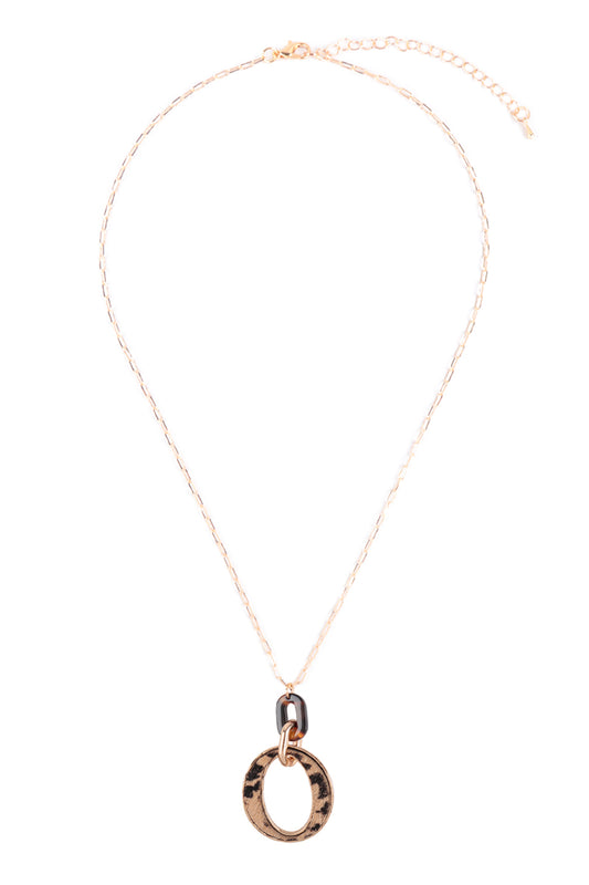 Tortoise Open Link Animal Print Leather Necklace