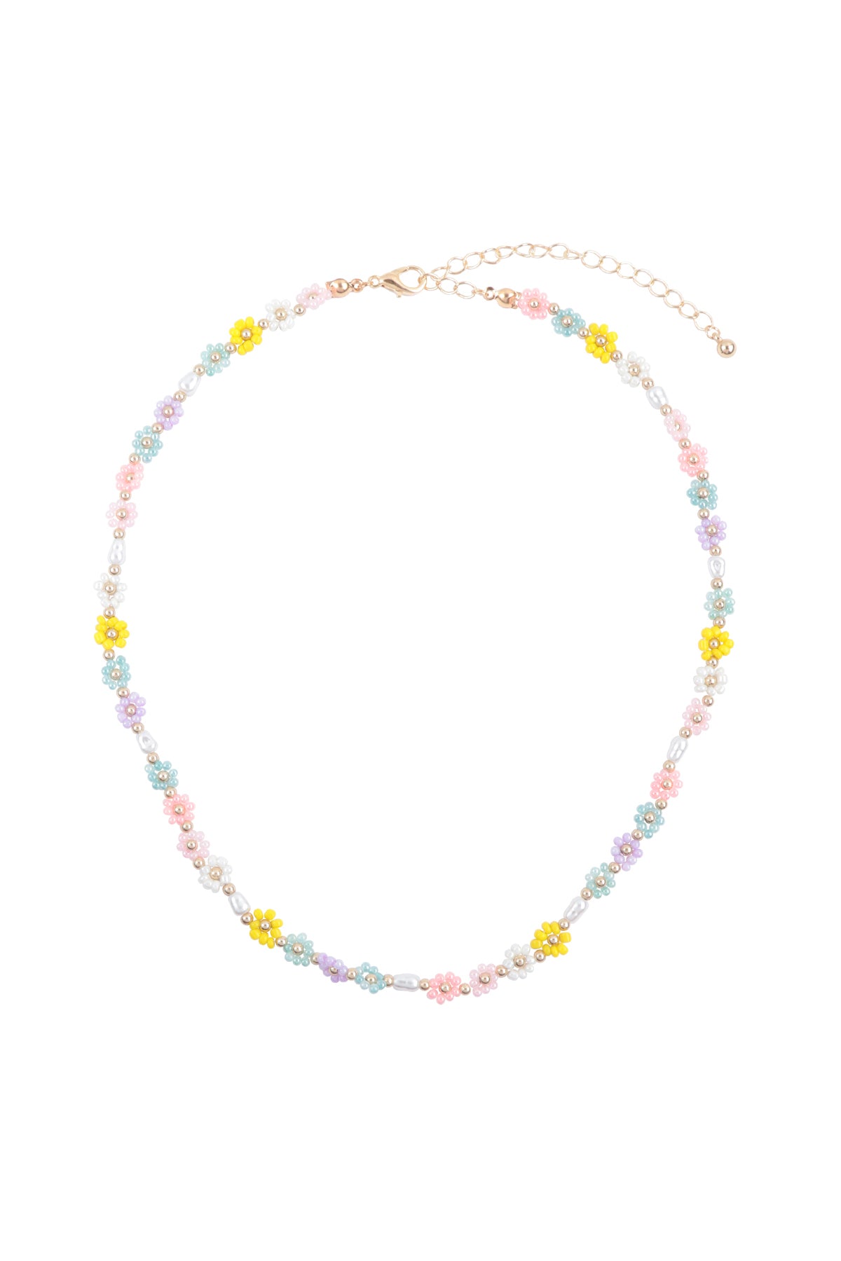 Flower Seed Bead Stationary Necklace