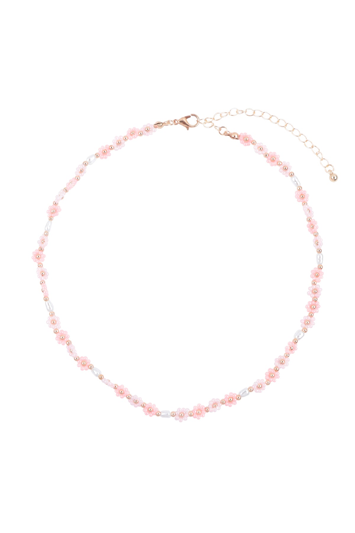 Flower Seed Bead Stationary Necklace