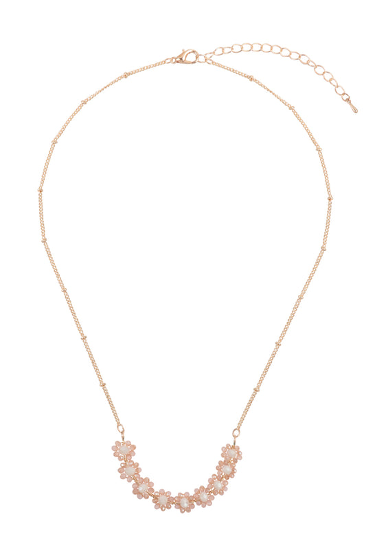 Flower Cluster Glass Beads Necklace