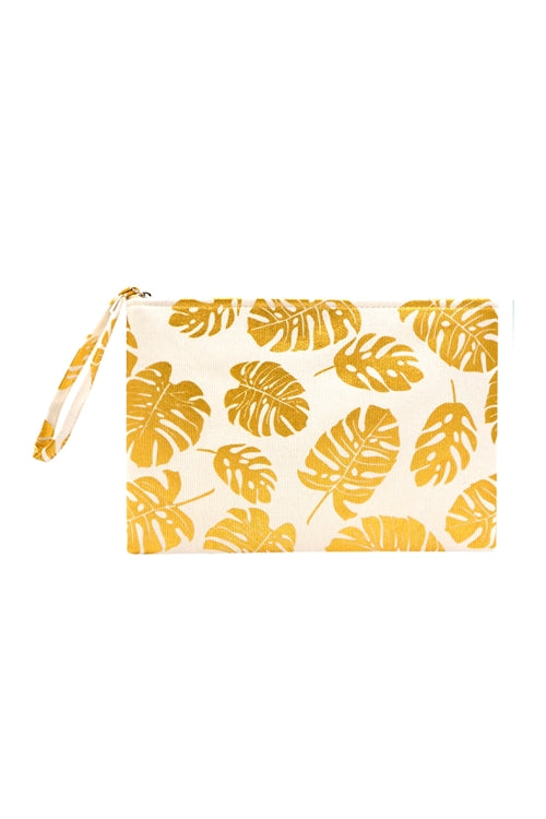Gold Foil Tropical Leaves Pouch / 1PC