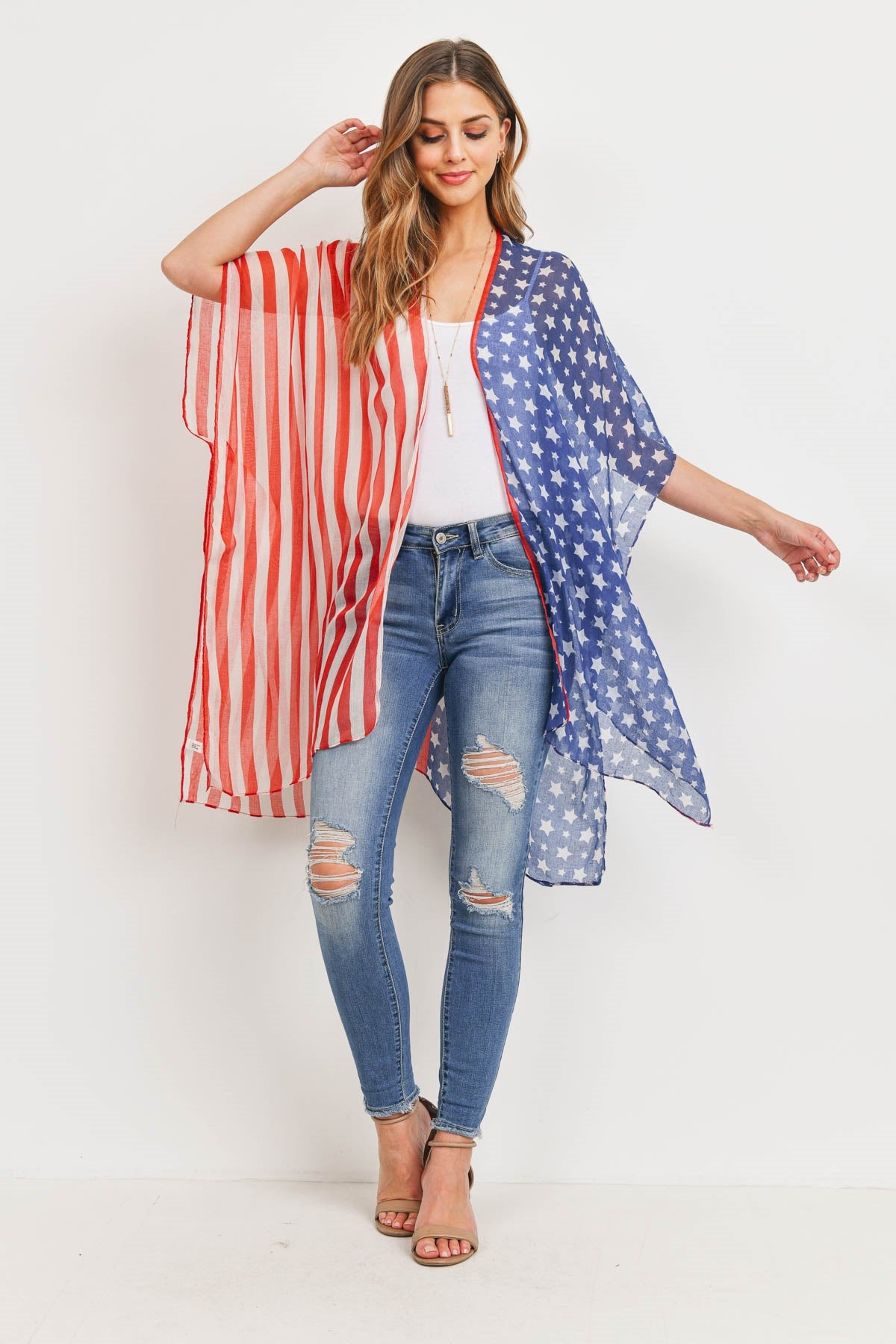 Half & Half American Flag Kimono