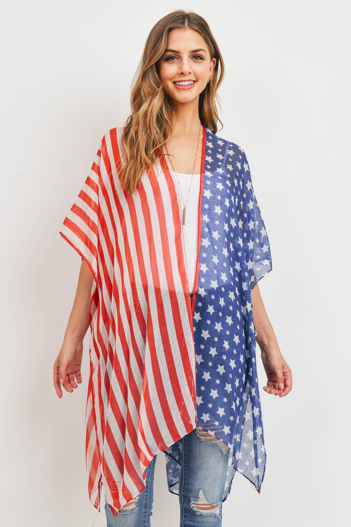 Half & Half American Flag Kimono
