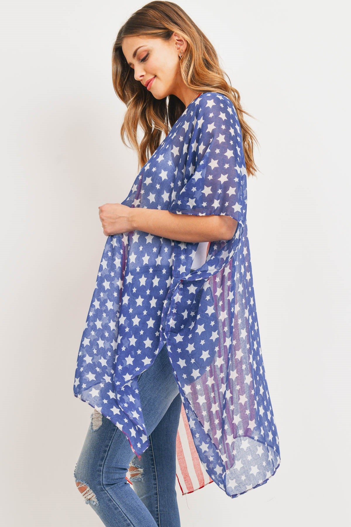 Half & Half American Flag Kimono