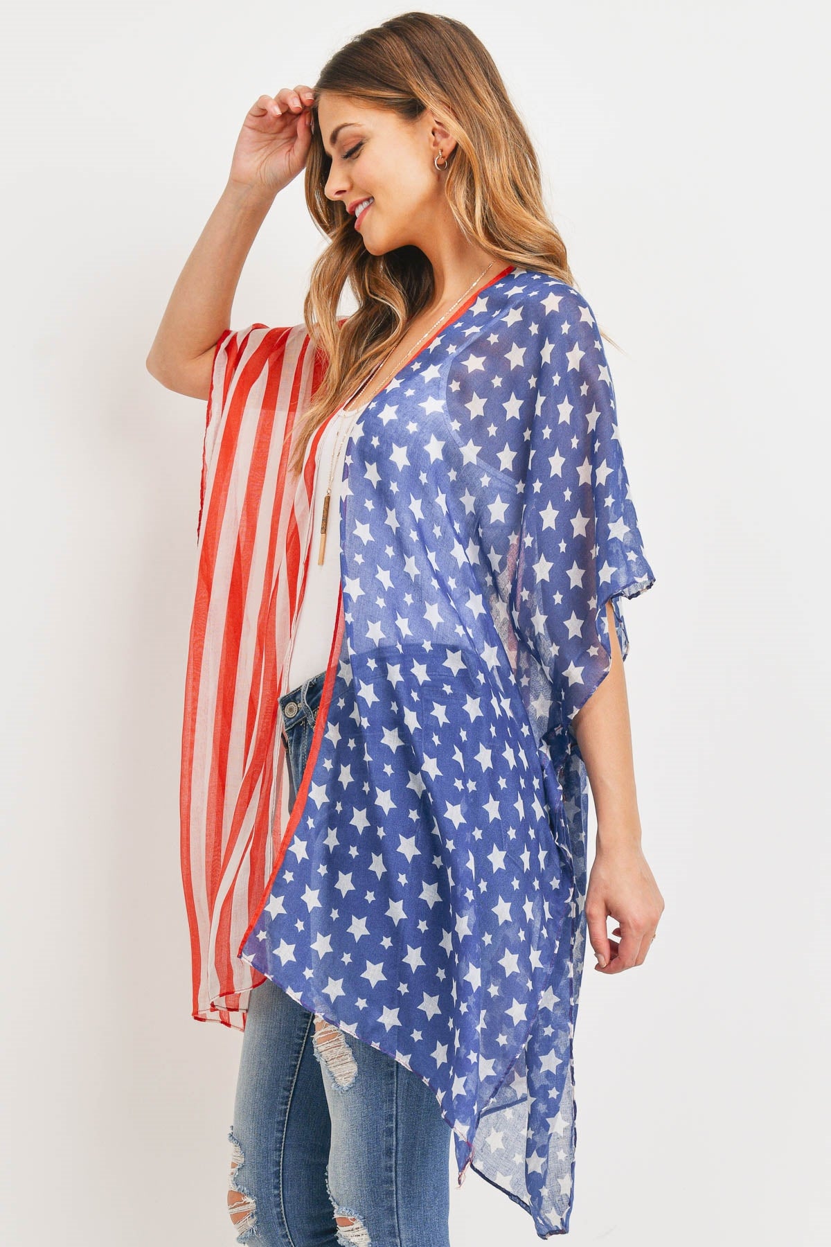 Half & Half American Flag Kimono