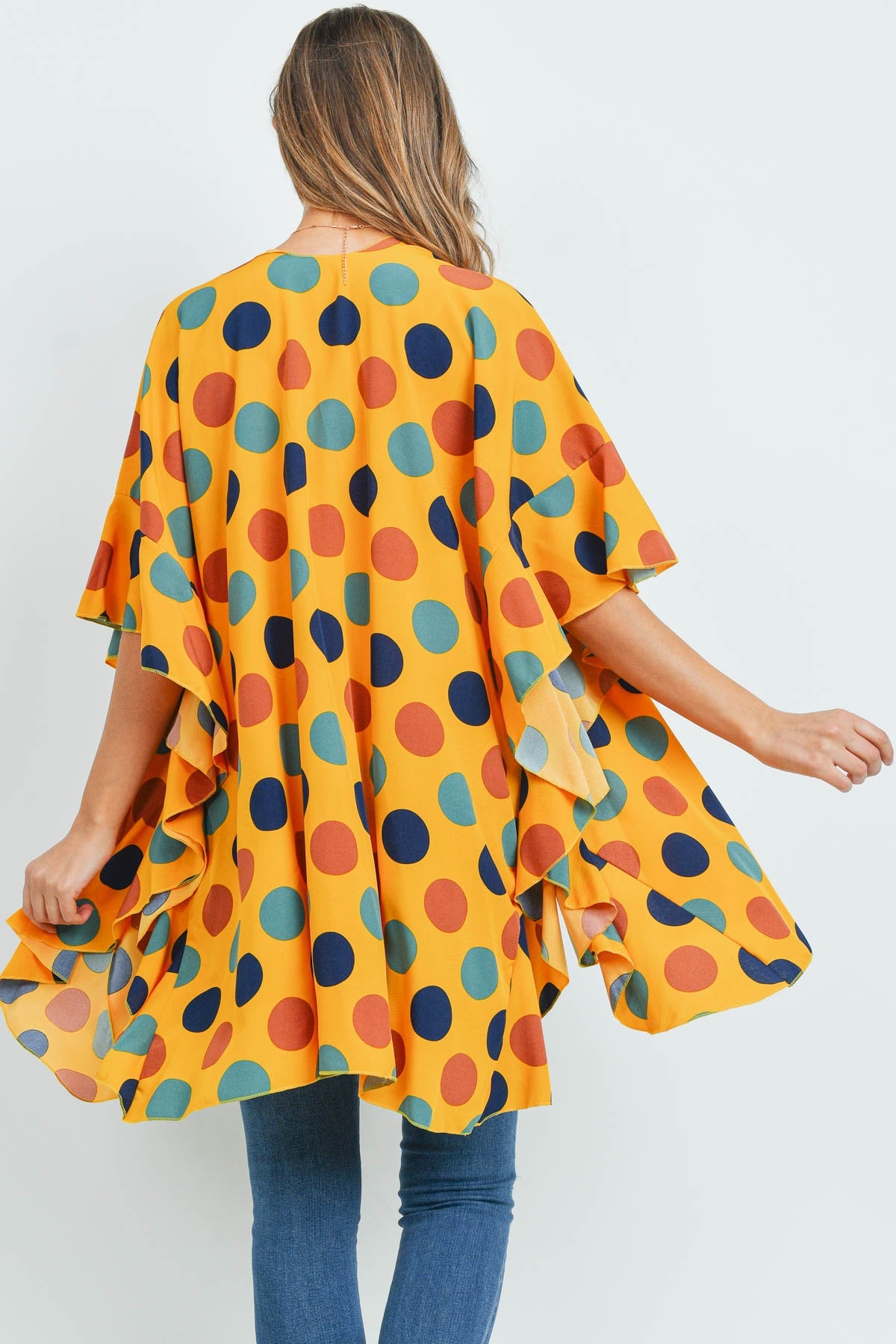 Polka Dot Ruffle Kimono / 1PC