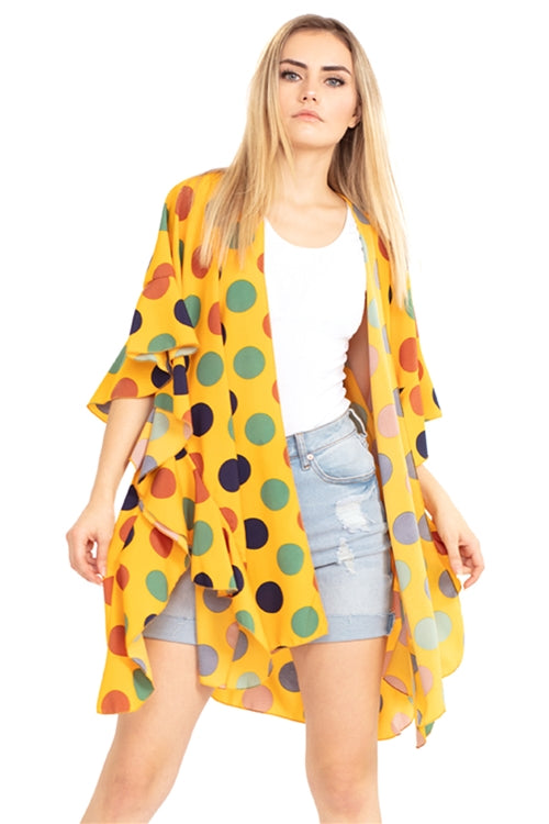 Polka Dot Ruffle Kimono / 6PCS