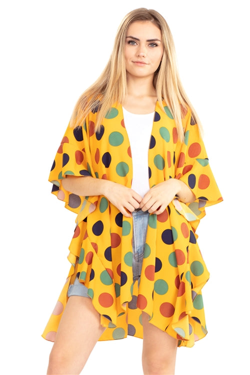 Polka Dot Ruffle Kimono / 6PCS
