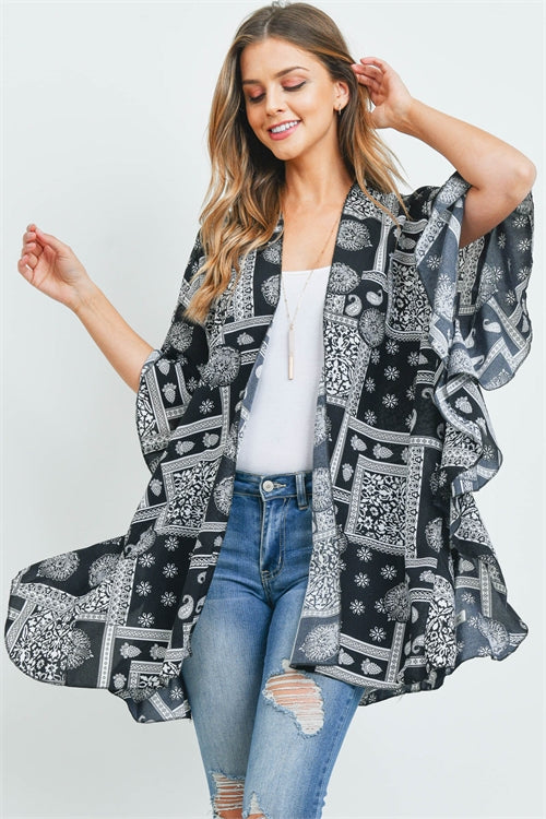 Mandala Paisley Ruffle Kimono