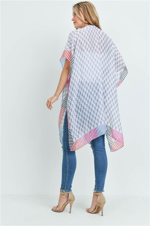 Bohemian Style Ombre Leaves Kimono / 1PC