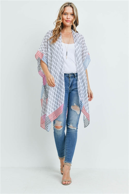 Bohemian Style Ombre Leaves Kimono / 1PC