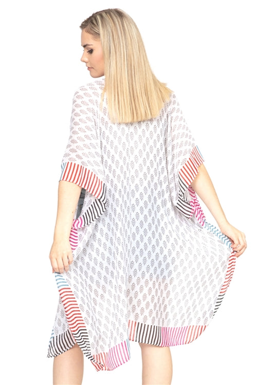 Bohemian Style Ombre Leaves Kimono / 1PC