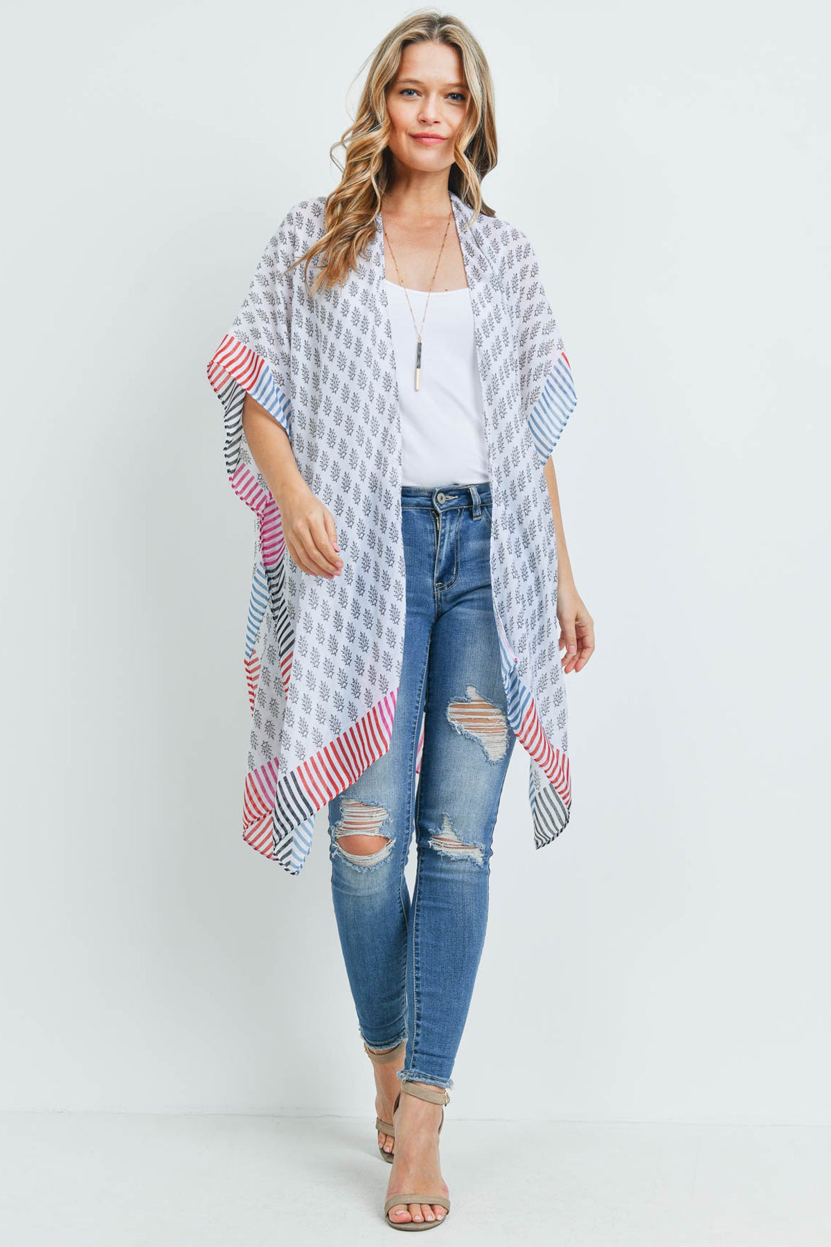 Bohemian Style Ombre Leaves Kimono
