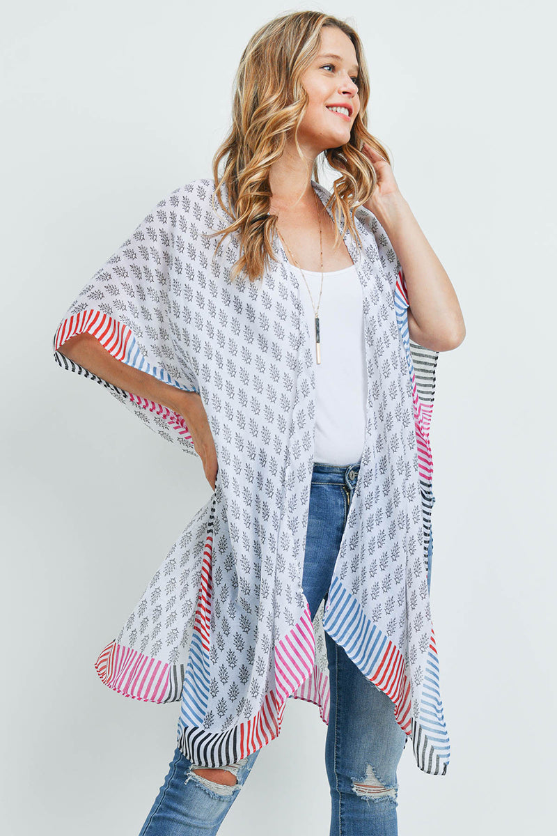 Bohemian Style Ombre Leaves Kimono