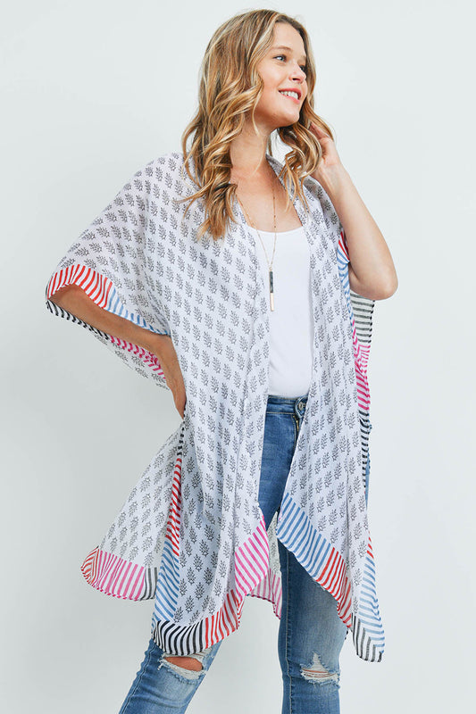 Bohemian Style Ombre Leaves Kimono