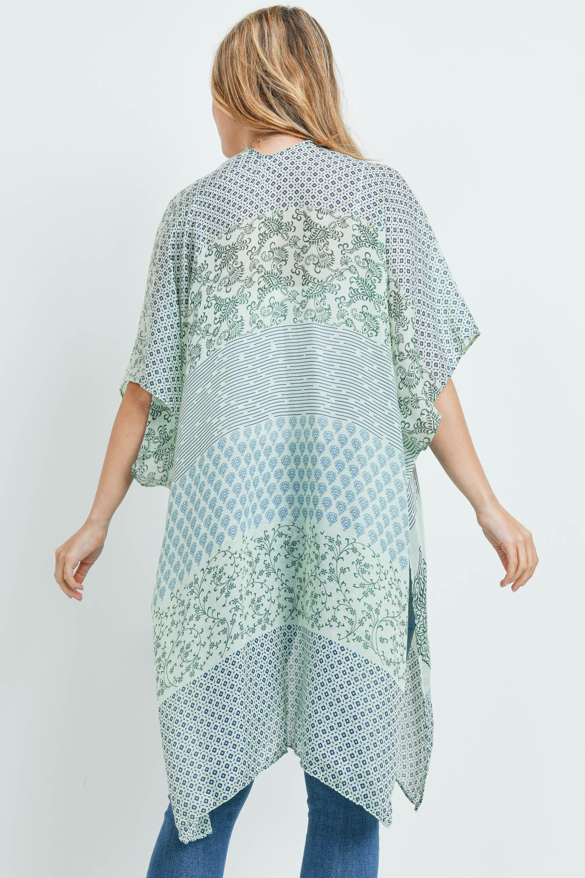 Multi Pattern Bohemian Print Kimono