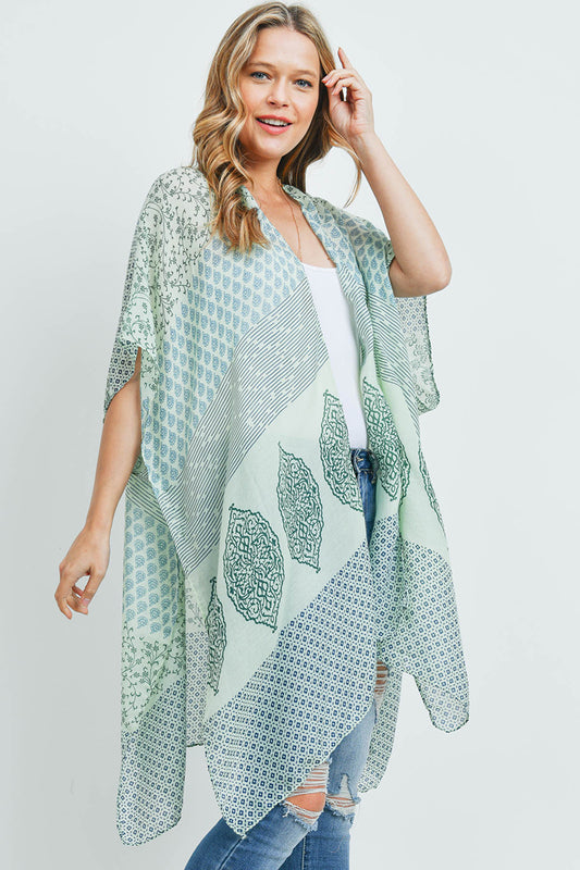 Multi Pattern Bohemian Print Kimono
