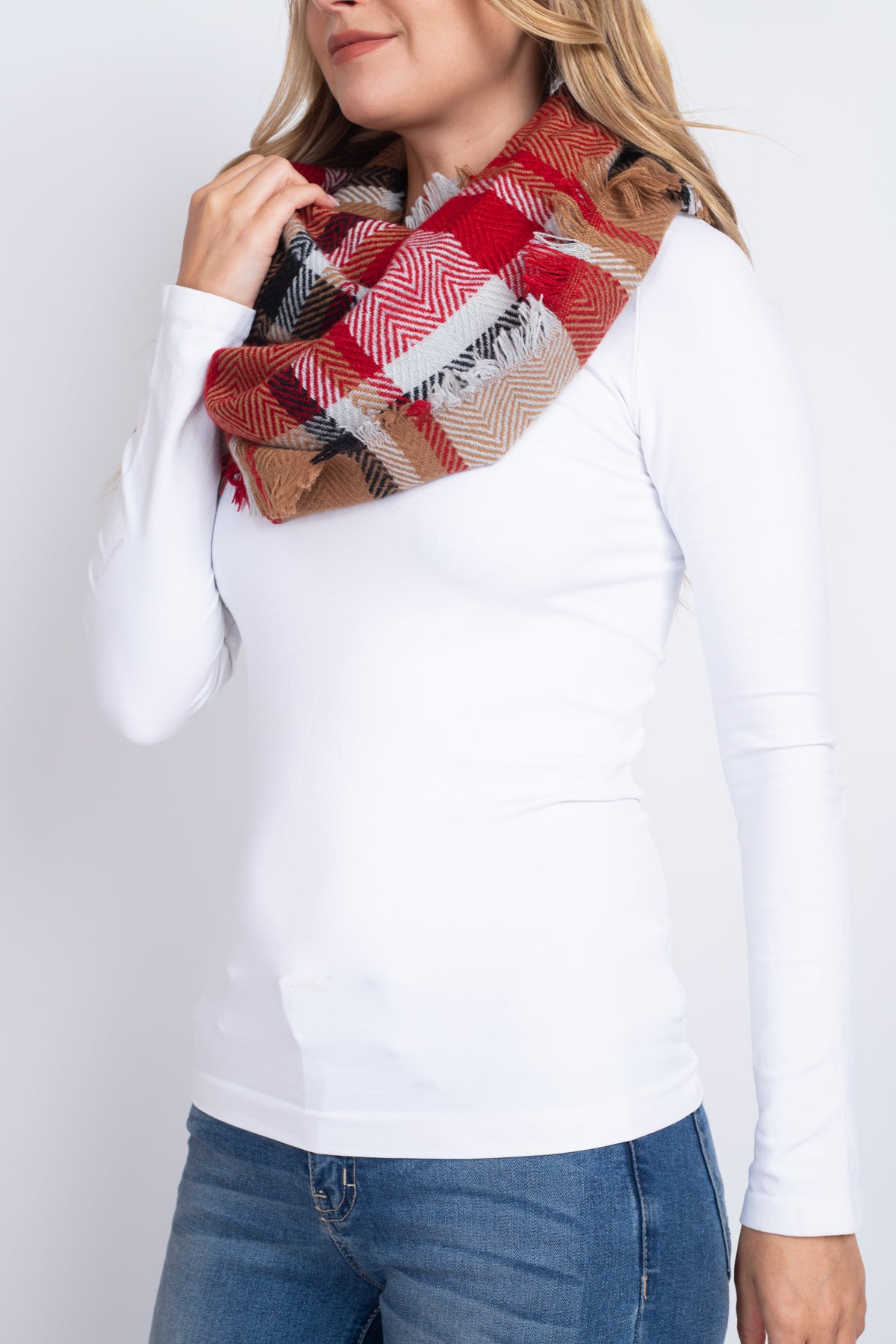 Multi Plaid Infinity Scarf Acrylic