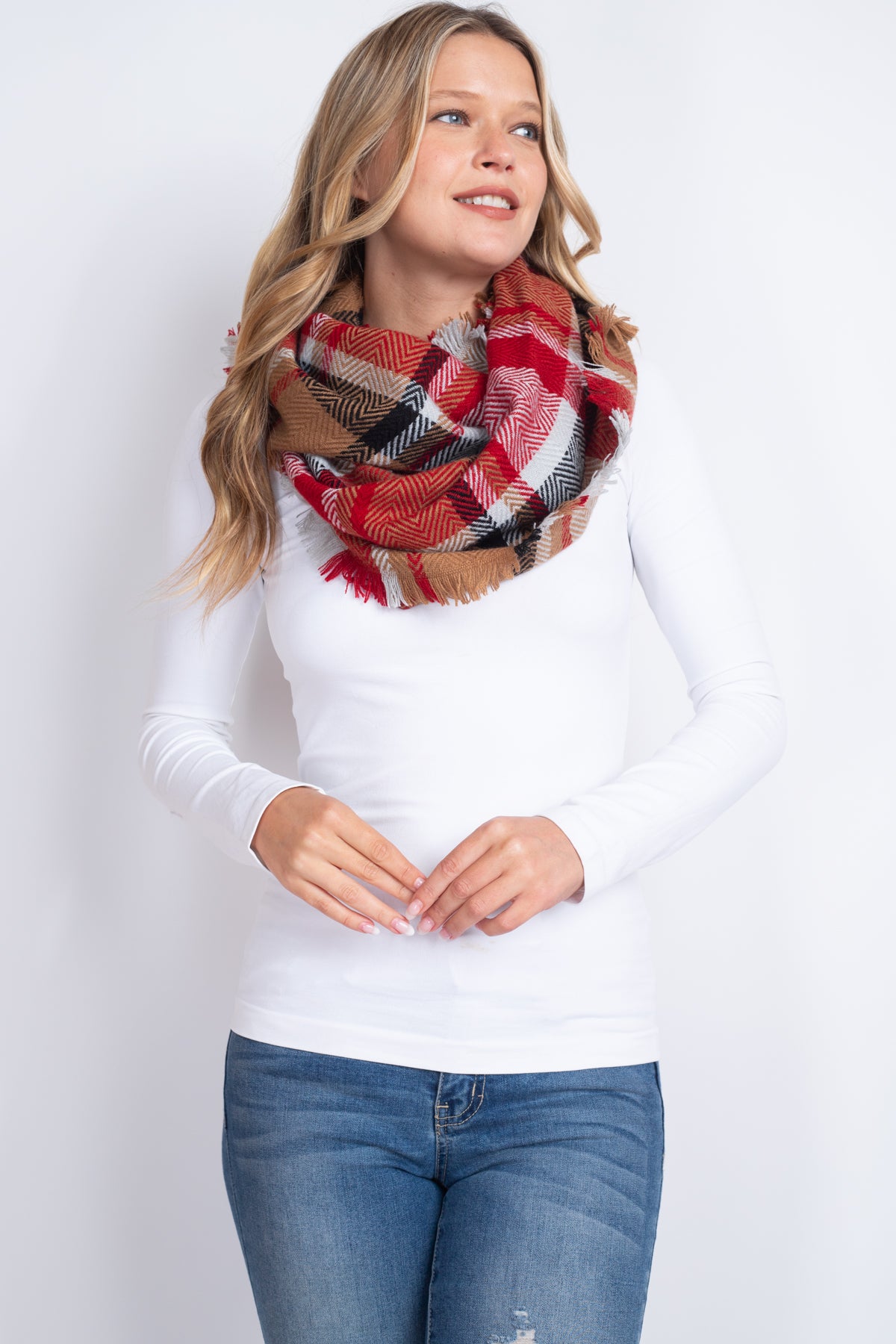 Multi Plaid Infinity Scarf Acrylic