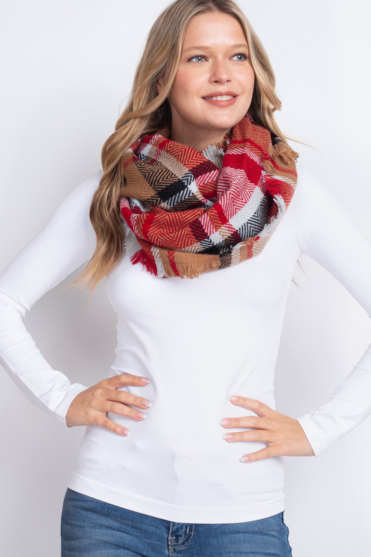Multi Plaid Infinity Scarf Acrylic