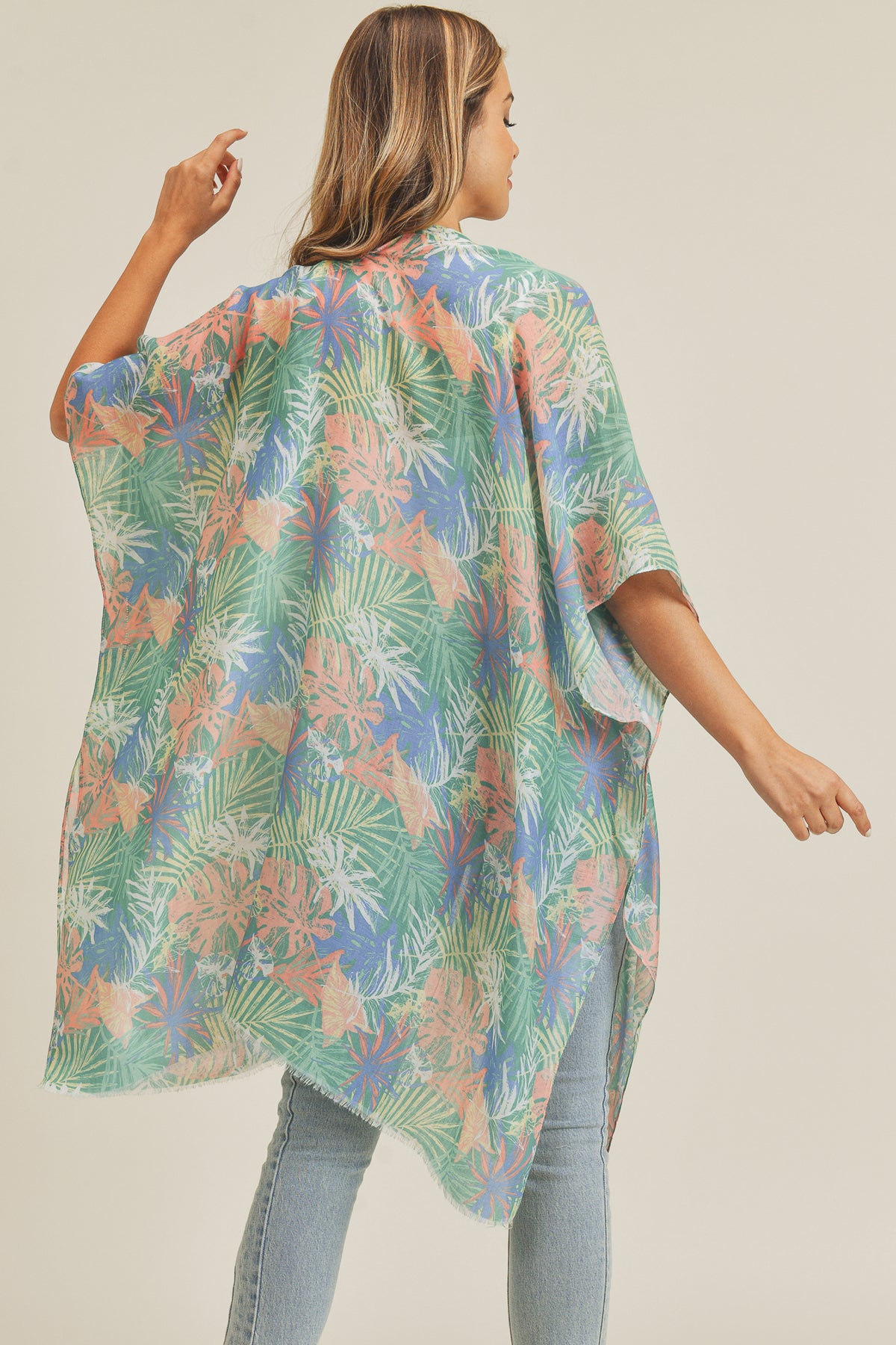 Hand Drawn Tropical Leaves Kimono / 6PCS