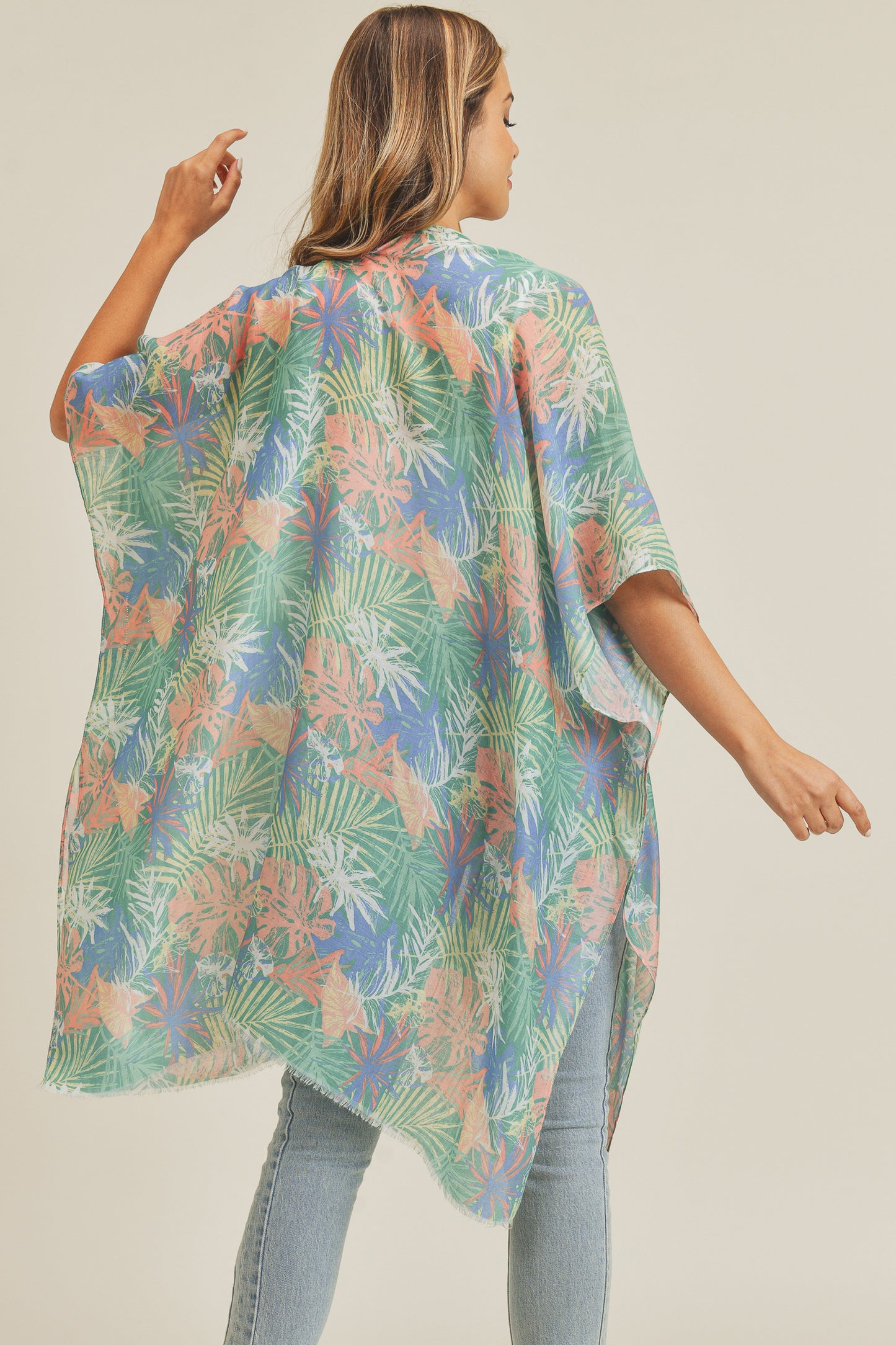 Hand Drawn Tropical Leaves Kimono / 6PCS